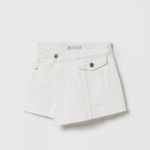 NWT ZARA white denim skort with pockets, white Size 13-14